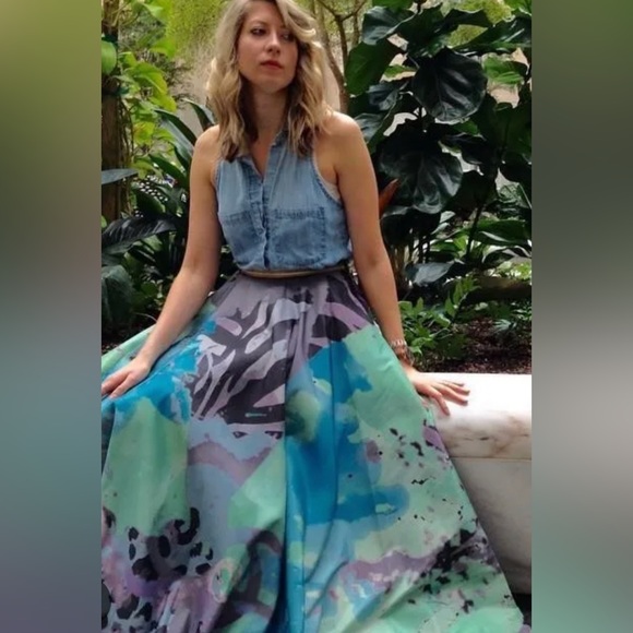 Geisha Designs ballgown skirt, abstract print sz 10 - Picture 2 of 9